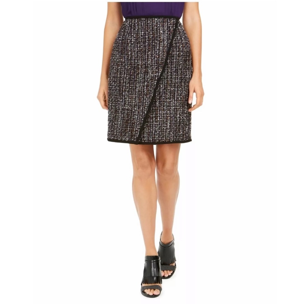 Calvin Klein Faux Wrap Tweed  Pencil Skirt 2P